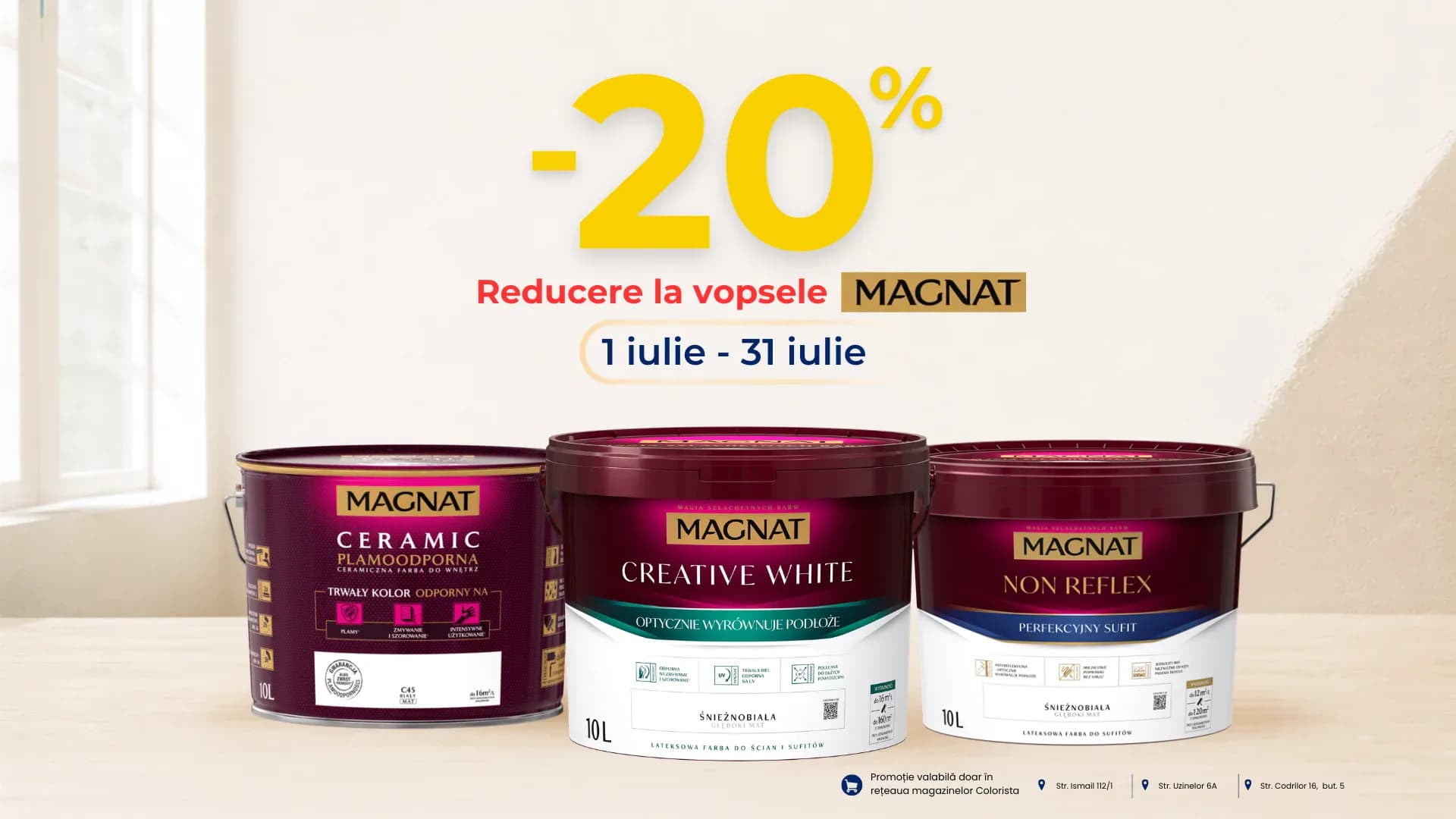 Reducere 20% la vopselele Magnat